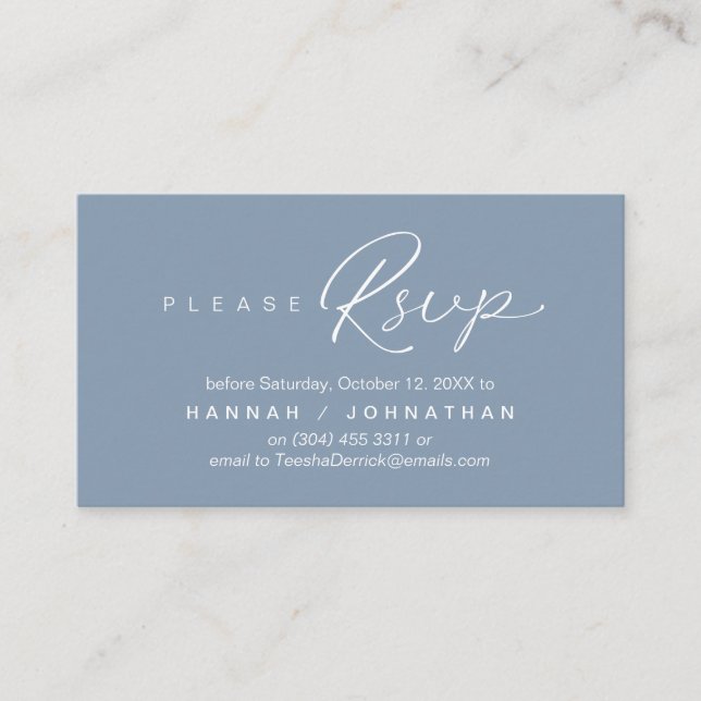 RSVP Hochzeiten per Telefon oder E-Mail Begleitkarte (Vorderseite)