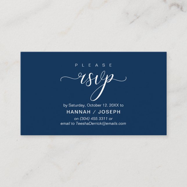 RSVP Hochzeiten per Telefon oder E-Mail Begleitkarte (Vorderseite)