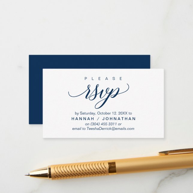 RSVP Hochzeiten per Telefon oder E-Mail Begleitkarte (Vorderseite/Rückseite Beispiel)