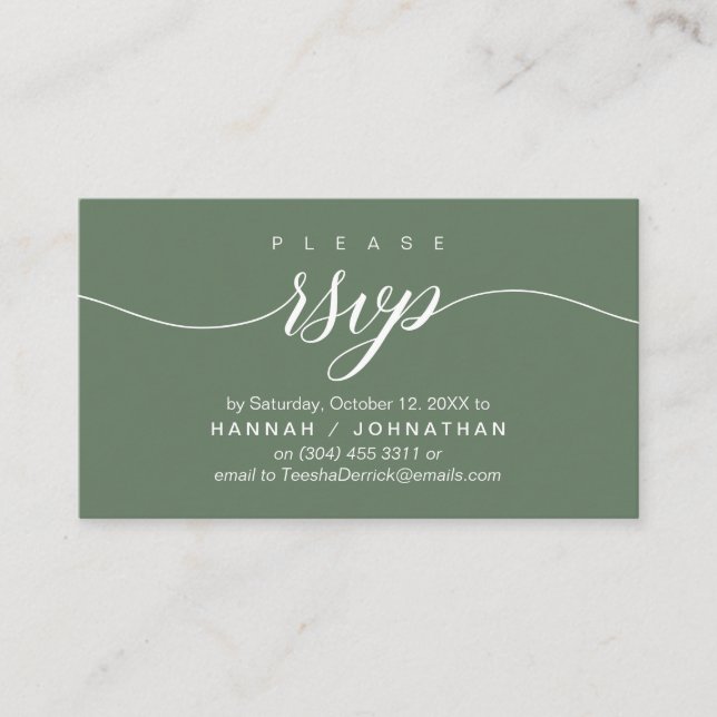 RSVP Hochzeiten per Telefon oder E-Mail Begleitkarte (Vorderseite)