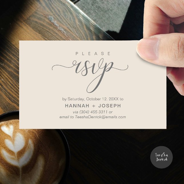 RSVP Hochzeiten per Telefon oder E-Mail Begleitkarte (Wedding invitation RSVP via Phone or email respond reminder Enclosure Card in aesthetic Sage Green)