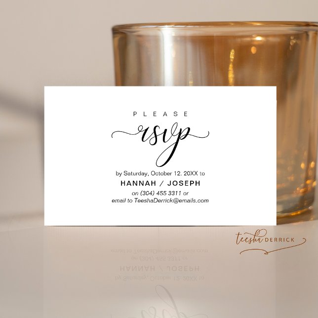 RSVP Hochzeiten per Telefon oder E-Mail Begleitkarte (Wedding RSVP via Phone or email respond Enclosure Card,
website online)