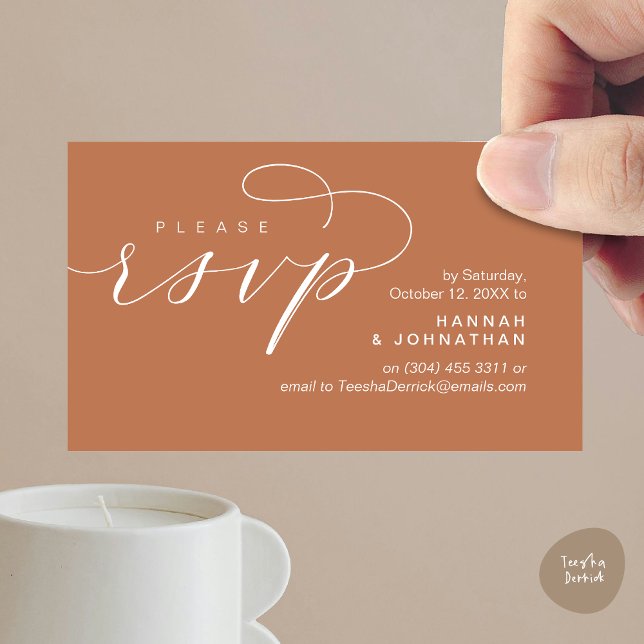 RSVP Hochzeiten per Telefon oder E-Mail Begleitkarte (Wedding Invitation RSVP Respond via Phone or email Online Enclosure Card, Copper Brown)