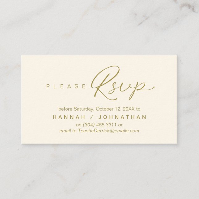 RSVP Hochzeiten per Telefon oder E-Mail Begleitkarte (Vorderseite)