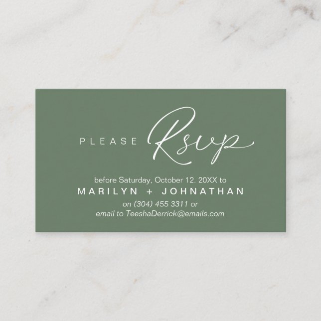 RSVP Hochzeiten per Telefon oder E-Mail Begleitkarte (Vorderseite)