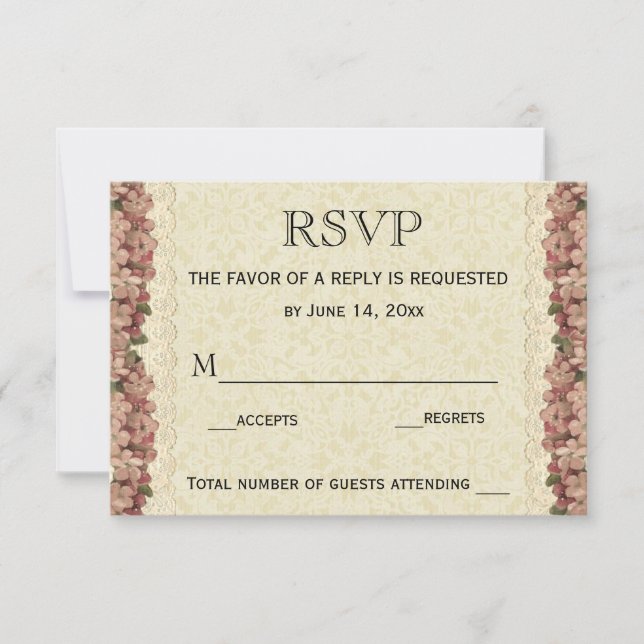 RSVP-Hochzeitkarte / Blumenspitze Vintag RSVP Karte (Vorderseite)