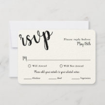 RSVP-Hochzeitkarte mit MEAL-Auswahl