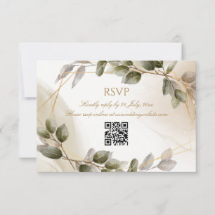 RSVP-Hochzeitkarte mit QR-Code-Imitaten Gold Folia RSVP Karte
