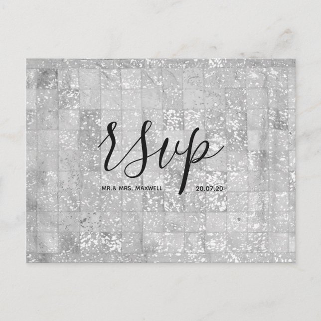 Rsvp-Hochzeitkarte | Moderne graue Script Postcard Einladungspostkarte (Vorderseite)