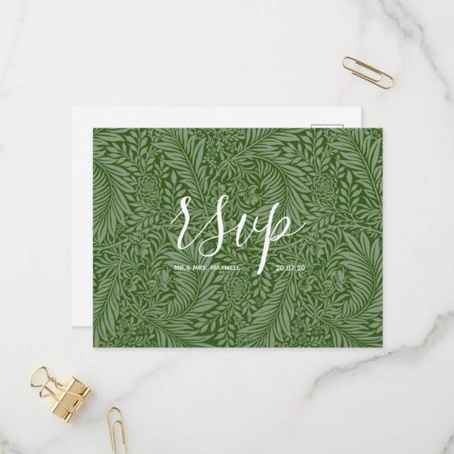 Rsvp-Hochzeitkarte | Nature Vibes Script Einladungspostkarte (Vorderseite/Rückseite Beispiel)