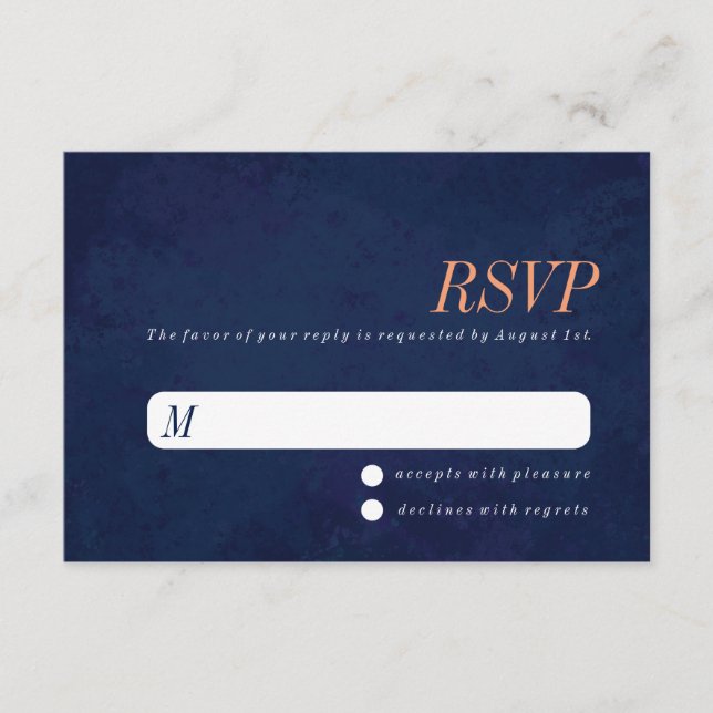 RSVP-Hochzeitkarte, Navy Blue Texture RSVP Karte (Vorderseite)