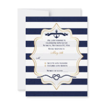 RSVP-Hochzeitkarte | Navy, White Imitats Burlap St