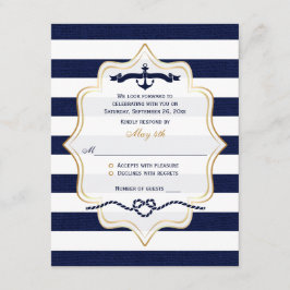 RSVP-Hochzeitkarte | Navy, White Imitats Burlap St Einladung