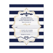 RSVP-Hochzeitkarte | Navy, White Imitats Burlap St