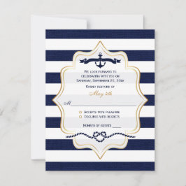RSVP-Hochzeitkarte | Navy, White Imitats Burlap St RSVP Karte