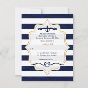 RSVP-Hochzeitkarte Navy, White Imitats Burlap St RSVP Karte