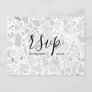 Rsvp-Hochzeitkarte   Terrazzo Script Postcard Einladungspostkarte