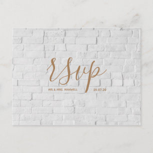 Rsvp-Hochzeitkarte White Brick Script Postcard Einladungspostkarte