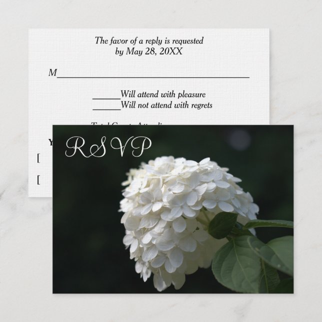 RSVP Hochzeitkarten Weiße Limone Hydrangea Karte (Vorne/Hinten)