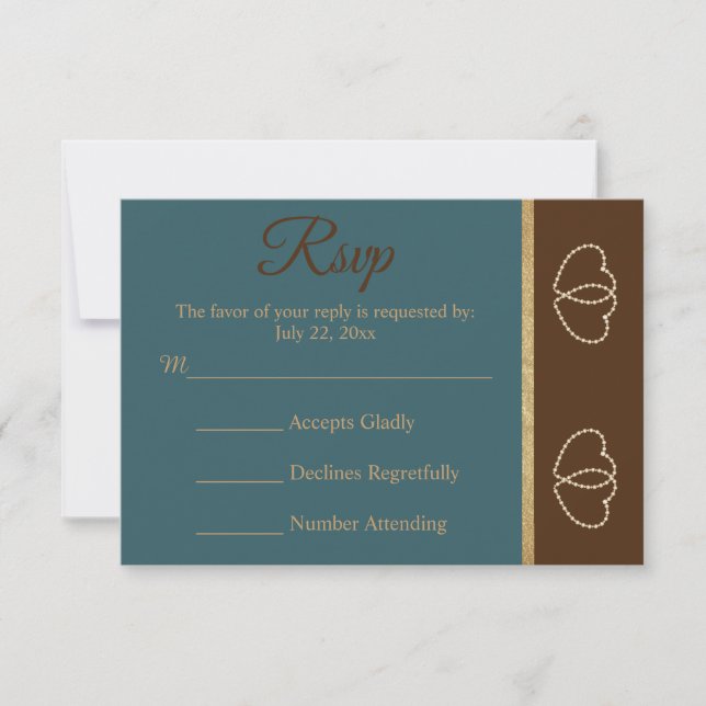 RSVP-Hochzeitschokolade braun und dunkel Aquamarin RSVP Karte (Vorderseite)