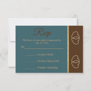 RSVP-Hochzeitschokolade braun und dunkel Aquamarin RSVP Karte