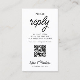 RSVP-Hochzeitskarte mit QR-Code minimal einfach Visitenkarte