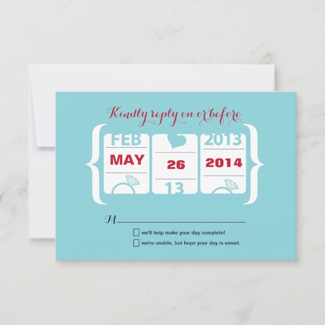 RSVP-Hochzeitsmaschine RSVP Karte (Vorderseite)