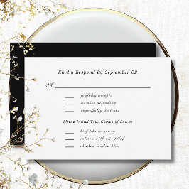 RSVP-Hochzeitsmenü für Schwarzes Skript