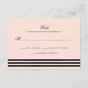 RSVP-Hochzeitsstreifen mit rosa Rosa RSVP Karte