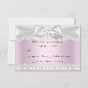 Rsvp Hübsche rosa Spitze Kreuz Taufe 3x5 Karte