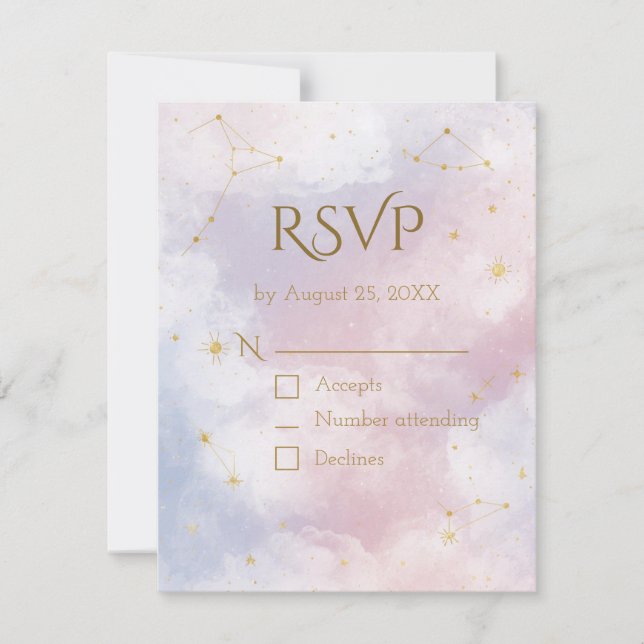 RSVP-Karte | Aquarellstars RSVP Karte (Vorderseite)