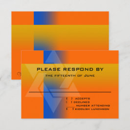 RSVP-Karte blau und gelb auf jeder Farbe RSVP Karte