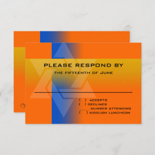 RSVP-Karte blau und gelb auf jeder Farbe RSVP Karte