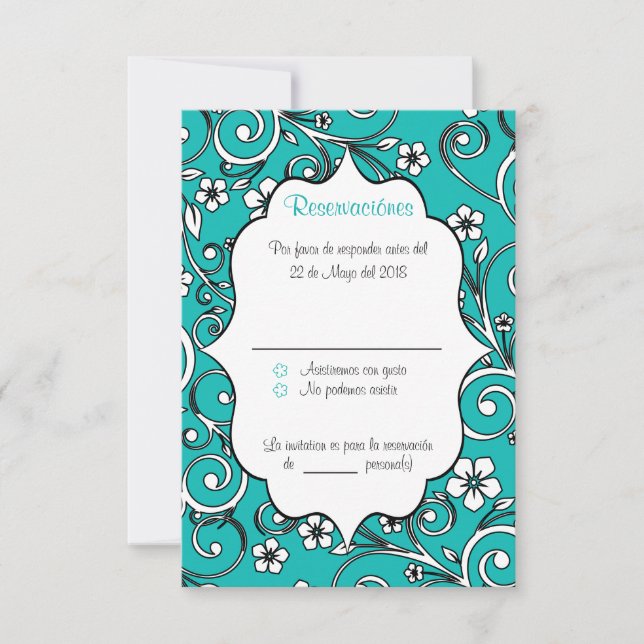 RSVP-Karte "Blau und Schwarz" Einladung (Vorderseite)