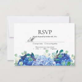 RSVP-Karte Blaues Hydrangea-Eukalyptus-Grün RSVP Karte