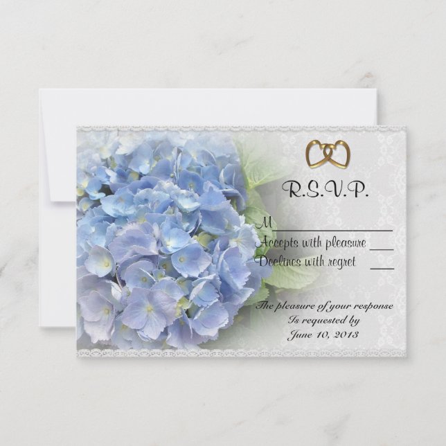 RSVP-Karte Blue Hydrangea style 2 RSVP Karte (Vorderseite)