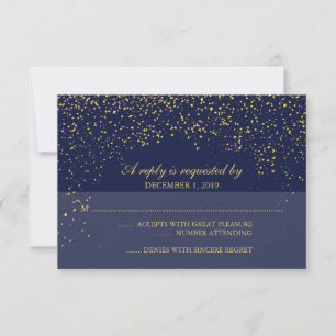 RSVP-Karte - Confetti - Marine RSVP Karte