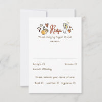 RSVP-Karte der handgezogenen Funky-Hochzeit im Her