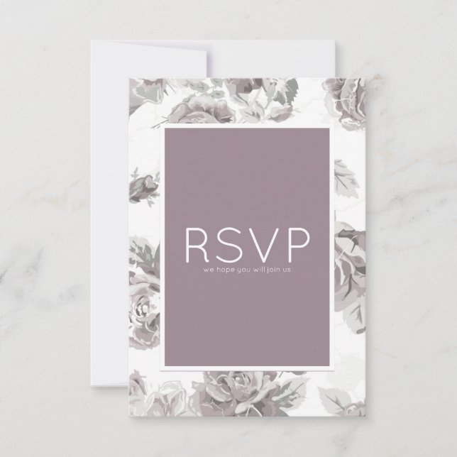 RSVP-Karte der rosafarbenen Rose RSVP Karte (Vorderseite)