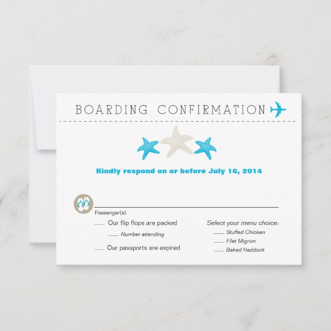 RSVP-Karte des Starfish Boardings RSVP Karte (Vorderseite)