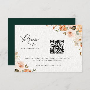 RSVP-Karte "Earthy Autumn Floral Wedding QR Code" RSVP Karte
