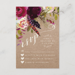 RSVP KARTE | Elegant floral Rustic Boho Rose Kraft