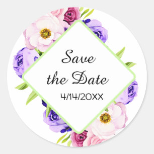 RSVP Karte Elegante Hochzeit von Wasserfarben Runder Aufkleber