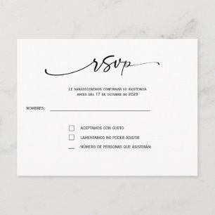 RSVP-Karte Elegante Minimalistische Hochzeit Dru Postkarte