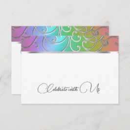 RSVP-Karte Eleganter Regenbogen und Silver Filigre Einladung