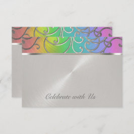 RSVP-Karte Eleganter Regenbogen und Silver Filigre RSVP Karte