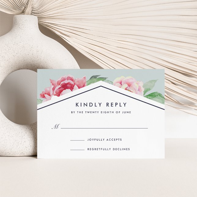 RSVP-Karte für antikes Peony | Blüte und Sage RSVP Karte (Von Creator hochgeladen)