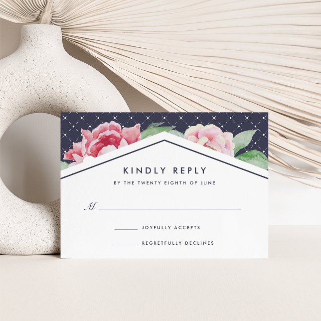 RSVP-Karte für antikes Peony | Rose und Marine RSVP Karte (Von Creator hochgeladen)