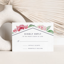 RSVP-Karte für antikes Peony | weiß