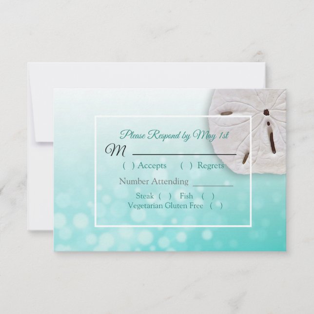 RSVP-Karte für aquamarine Sand-Dollar-Hochzeiten RSVP Karte (Vorderseite)